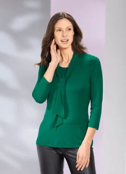 Hot BADER Shirt-Tunika mit Bindeschluppe TANNENGRÜN