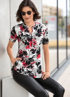 Discount BADER Shirt-Tunika mit Elastan GRAU-SCHWARZ-BUNT