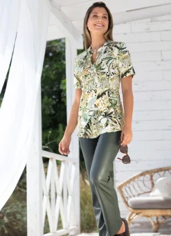BADER Shirt-Tunika mit Elasthan OLIV-ECRU-OCKER-BUNT