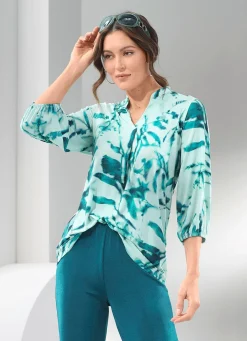 Discount BADER Shirt-Tunika mit farbbrillantem Druck MINT-PETROL-MARINE-BUNT