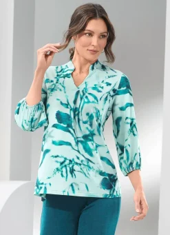 Discount BADER Shirt-Tunika mit farbbrillantem Druck MINT-PETROL-MARINE-BUNT