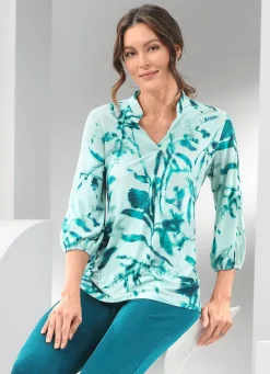 Discount BADER Shirt-Tunika mit farbbrillantem Druck MINT-PETROL-MARINE-BUNT