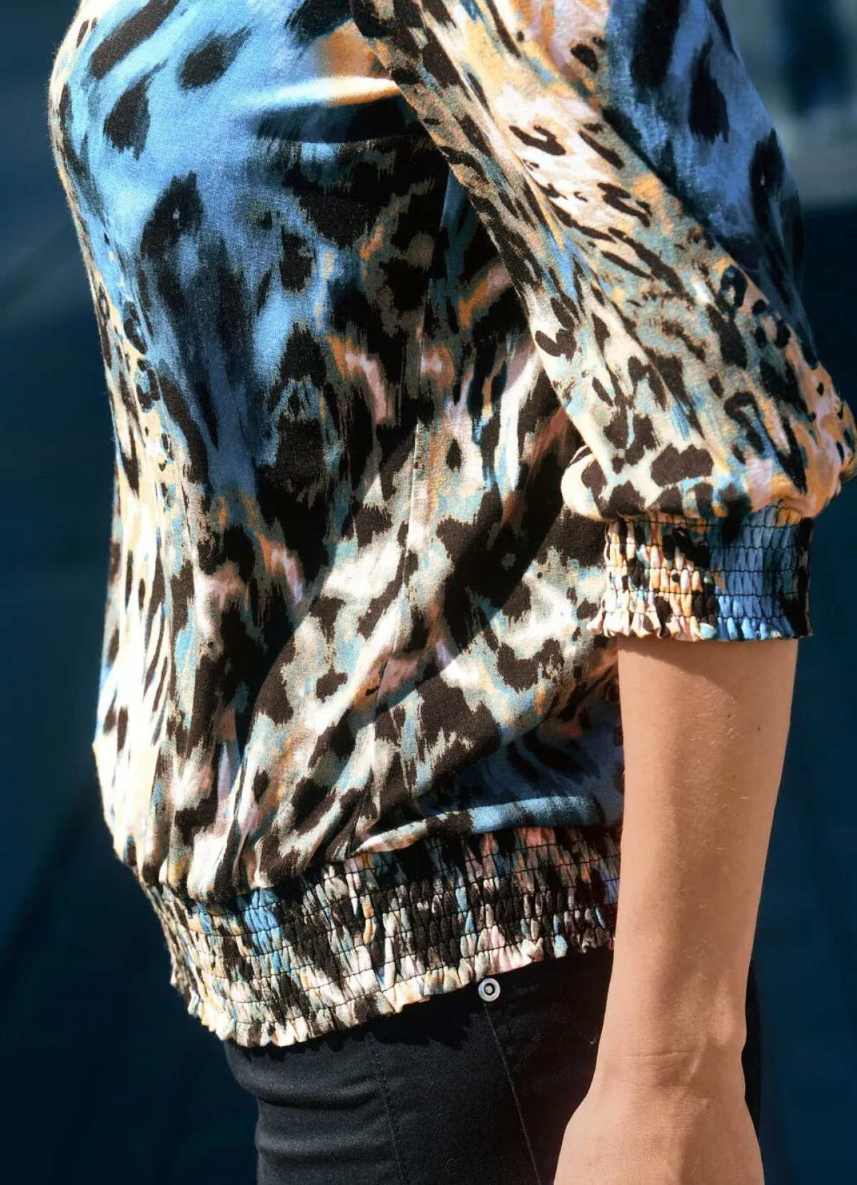 Outlet BADER Shirt-Tunika mit gesmokten Armabschlüssen SAND-BLAU-SCHWARZ-BUNT