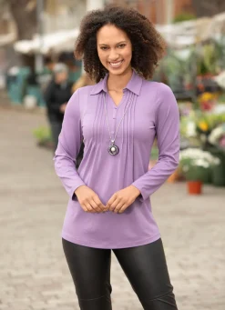 Hot BADER Shirt-Tunika mit Hemdkragen FLIEDER
