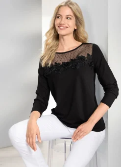 Hot BADER Shirt-Tunika mit Mesh-Einsatz SCHWARZ