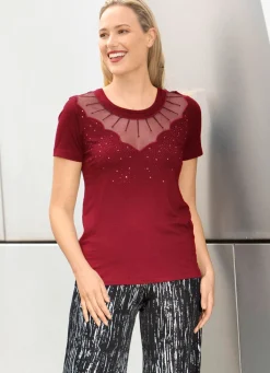 Online BADER Shirt-Tunika mit Netz-Einsatz BORDEAUX
