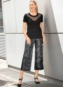 Clearance BADER Shirt-Tunika mit Netz-Einsatz SCHWARZ