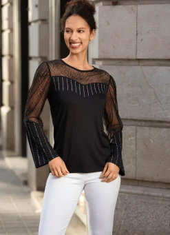 New BADER Shirt-Tunika mit Nietenzier SCHWARZ