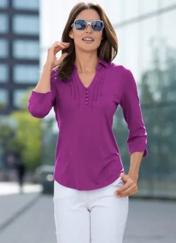 Hot BADER Shirt-Tunika mit Polokragen BEERE