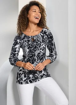Outlet BADER Shirt-Tunika mit Raglanärmeln SCHWARZ-WEISS