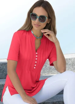 Sale BADER Shirt-Tunika mit Schlingenknopfleiste KORALLE