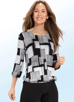 Clearance BADER Shirt-Tunika mit Schmuckknöpfen SCHWARZ-ECRU