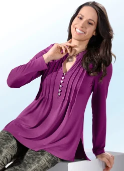 Hot BADER Shirt-Tunika mit Schmuckknopfleiste BEERE
