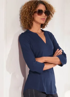 Discount BADER Shirt-Tunika mit Stehkragen MARINE