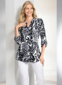 Clearance BADER Shirt-Tunika mit Stehkragen SCHWARZ-WEISS