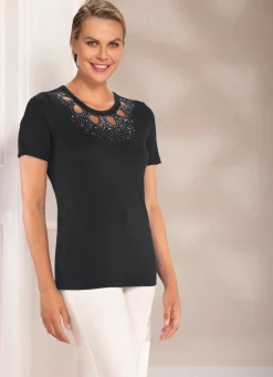 Sale BADER Shirt-Tunika mit Strasssteinen SCHWARZ