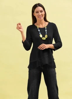 Sale laurakent Shirt-Tunika mit Stufen-Volants SCHWARZ