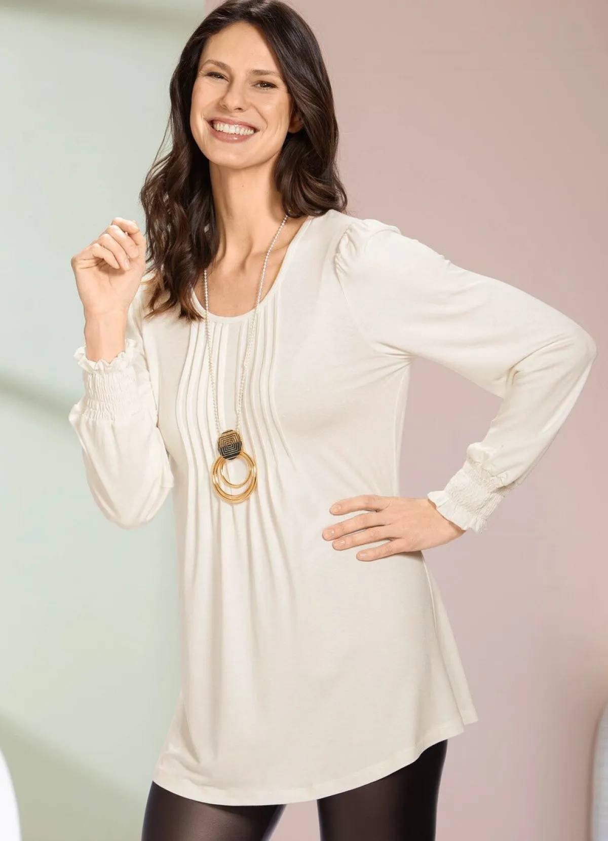 Discount BADER Shirt-Tunika mit tollen Ärmelabschlüssen ECRU