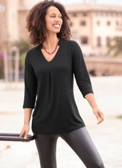 New BADER Shirt-Tunika mit V-Ausschnitt SCHWARZ