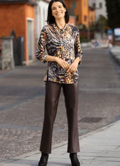 Clearance BADER Shirt-Tunika mit V-Ausschnitt ECRU-BRAUN-BUNT