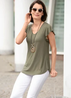 Sale BADER Shirt-Tunika mit Volant-Ärmeln OLIV