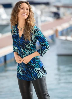 Sale BADER Shirt-Tunika modischem Stehkragen ROYALBLAU-MINT-SCHWARZ-BUNT