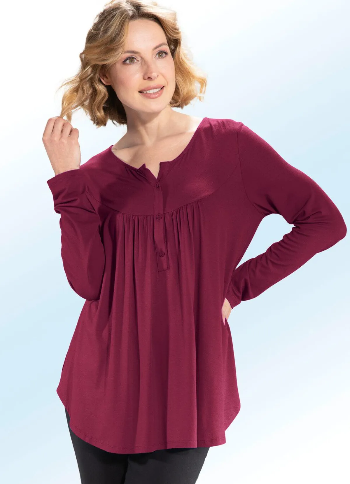 BADER Shirt-Tunika mit rundem Halsausschnitt BORDEAUX