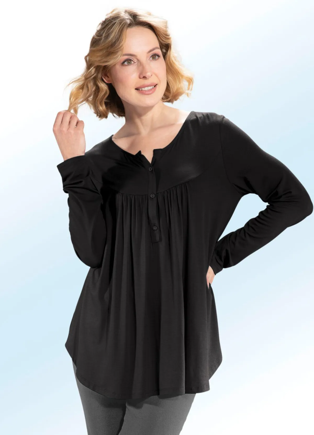 Best BADER Shirt-Tunika mit rundem Halsausschnitt SCHWARZ