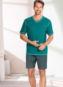Discount BADER Shorty mi Stickereimotiv und dessinierter Shorts PETROL-BUNT