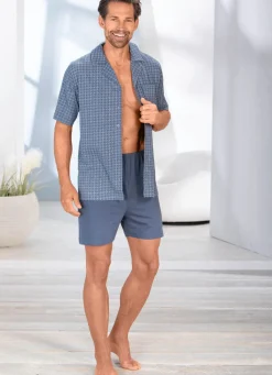 Best BADER Shorty mit durchgeknöpftem Oberteil JEANSBLAU