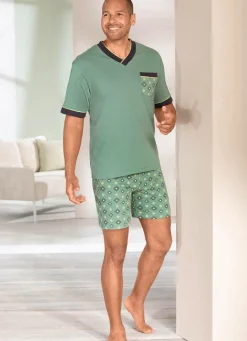 Sale BADER Shorty mit V-Ausschnitt GRÜN-BUNT