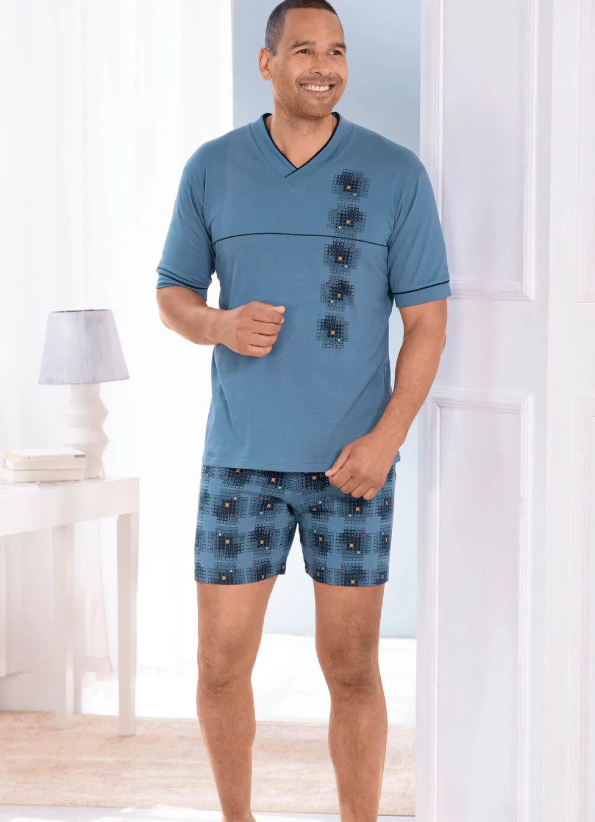 Best BADER Shorty mit V-Ausschnitt JEANSBLAU