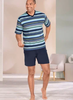 Sale BADER Shorty mit V-Ausschnitt und Seitentaschen MARINE-BUNT