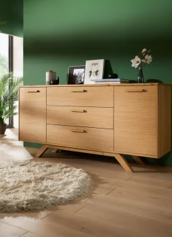 Best BADER Sideboard mit massiven Holzbeinen und Holzgriffen EICHE
