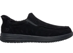 Discount Skechers , bequeme Herren-Slipper, mit geformter Slip-Ins Fersenplatte SCHWARZ