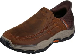 Discount Skechers , bequeme Herren-Slipper, mit geformter Slip-Ins Fersenplatte DUNKELBRAUN