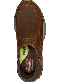 Discount Skechers , bequeme Herren-Slipper, mit geformter Slip-Ins Fersenplatte DUNKELBRAUN