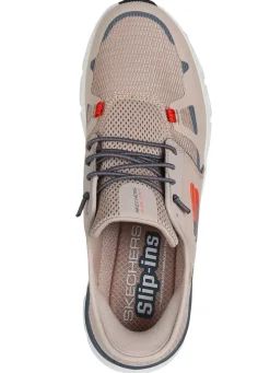 Discount Skechers , Herren-Sneaker, mit geformter Slip-Ins Fersenplatte TAUPE-GRAU