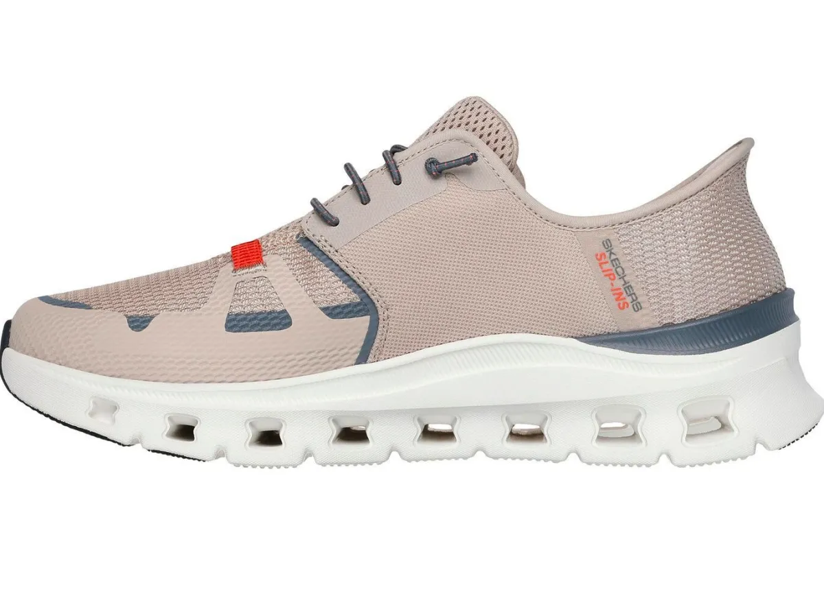 Discount Skechers , Herren-Sneaker, mit geformter Slip-Ins Fersenplatte TAUPE-GRAU