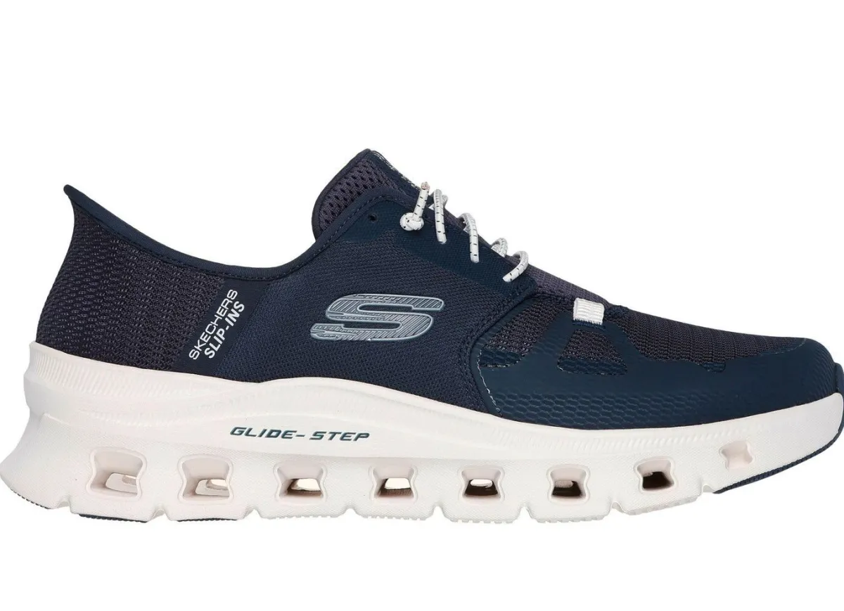 Best Skechers , Herren-Sneaker, mit geformter Slip-Ins Fersenplatte MARINE