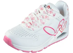 Discount Skechers Schnür-Sneaker mit niedlichen Herzchen bedruckt WEISS-PINK