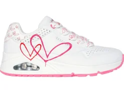 Discount Skechers Schnür-Sneaker mit niedlichen Herzchen bedruckt WEISS-PINK