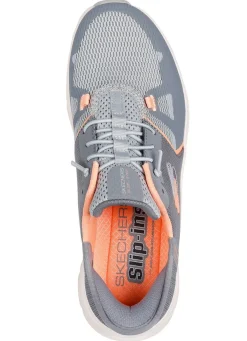 Hot Skechers Sneaker mit geformter Slip-Ins Fersenplatte GRAU-ORANGE