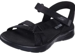 New Skechers , sportliche Damen-Sandalen, mit geformter Slip-Ins Fersenplatte SCHWARZ