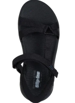 New Skechers , sportliche Damen-Sandalen, mit geformter Slip-Ins Fersenplatte SCHWARZ