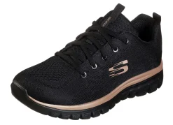 Best Skechers , sportliche Damen-Sneaker, aus Mesh-Material SCHWARZ-ROSÉGOLD