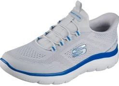 Online Skechers , sportliche Herren-Sneaker, mit geformter Slip-Ins Fersenplatte HELLGRAU-BLAU