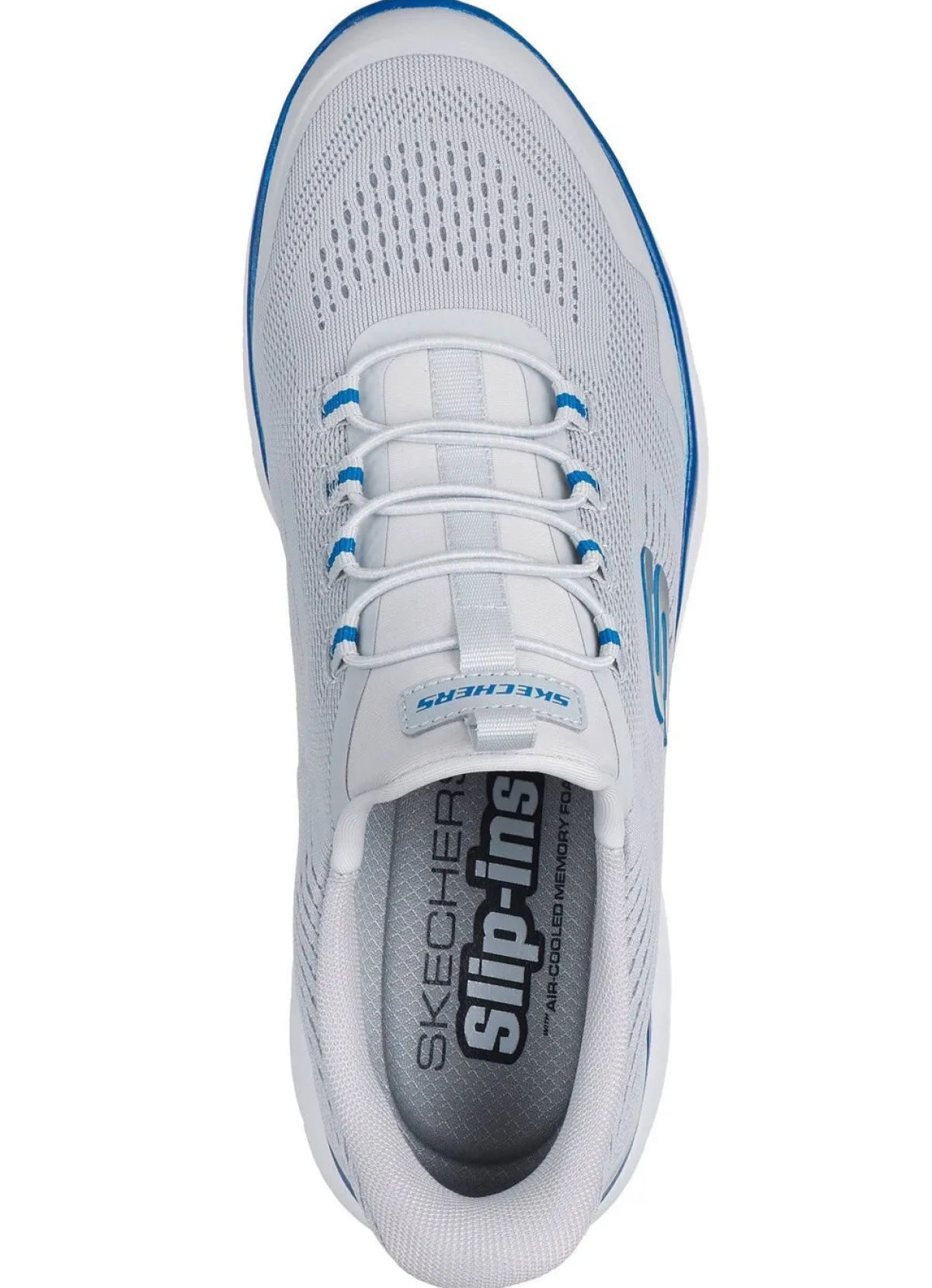 Online Skechers , sportliche Herren-Sneaker, mit geformter Slip-Ins Fersenplatte HELLGRAU-BLAU