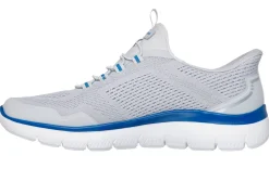 Online Skechers , sportliche Herren-Sneaker, mit geformter Slip-Ins Fersenplatte HELLGRAU-BLAU