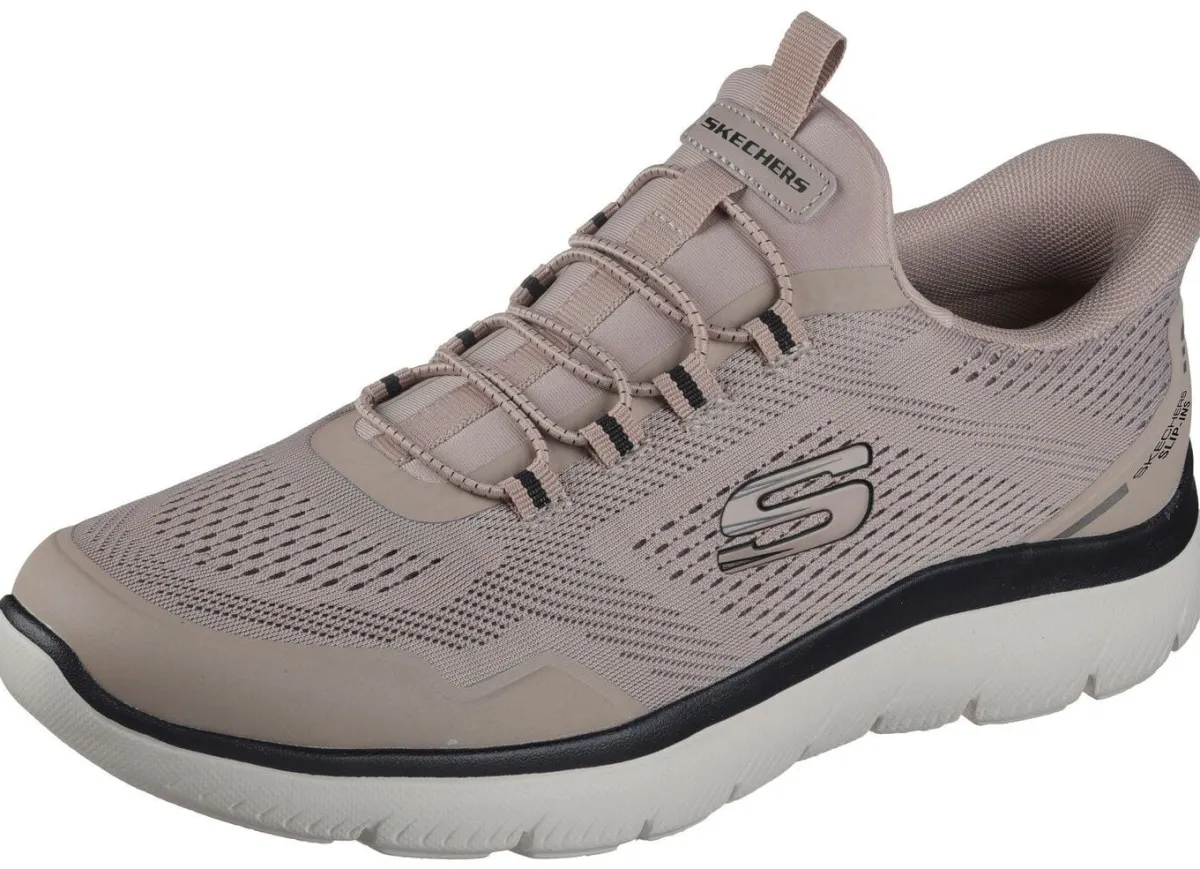 Best Skechers , sportliche Herren-Sneaker, mit geformter Slip-Ins Fersenplatte TAUPE